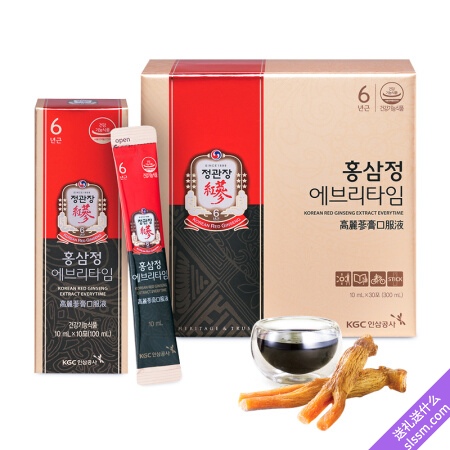 韩国正官庄红参液高丽参精人参礼盒 EVERYTIME 抗氧化 增强免疫力 10ml*30包