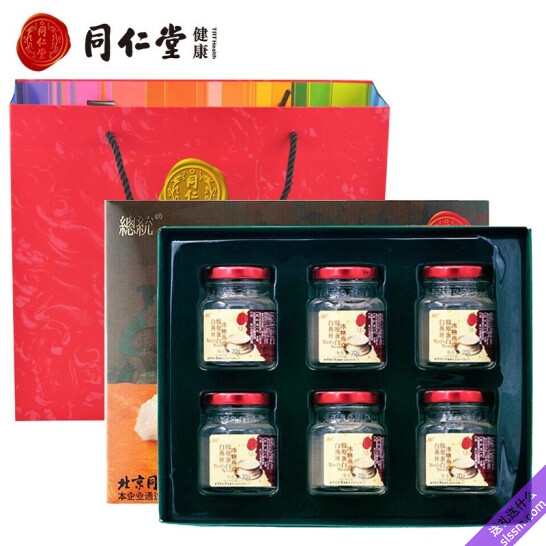 北京同仁堂 总统牌 白燕丝胶原蛋白冰糖燕窝 礼盒装 420g(70g*6瓶)