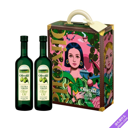 欧丽薇兰 Olivoilà 食用油 橄榄油 特级初榨橄榄油礼盒 750ml*2瓶(新老包装随机发货)