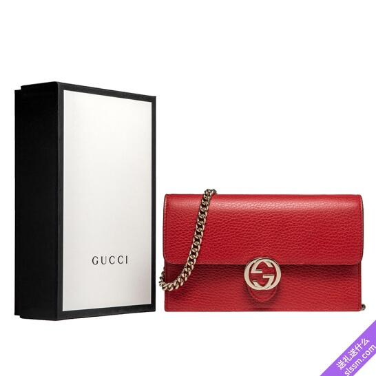 古驰(GUCCI)单肩斜挎包 女士红色荔枝纹双G扣 风琴链条 510314 CAO0G 6420